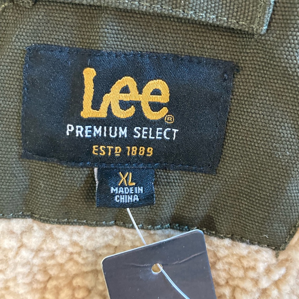 Lee Men’s Heavyweight Sherpa Lined Hooded Workwear Jacket Olive Green - Picture 2 of 10